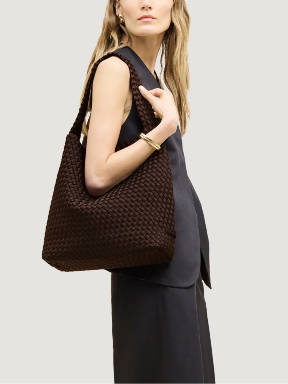 Naghedi Nomad woven brown hobo bag. Excellent condition